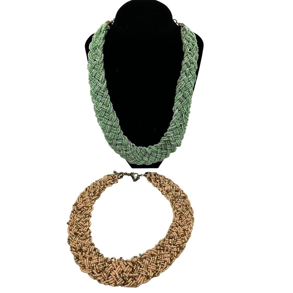 Vintage Braided Seed Necklace Chunky Statement Pieces Short Boho MCM Style